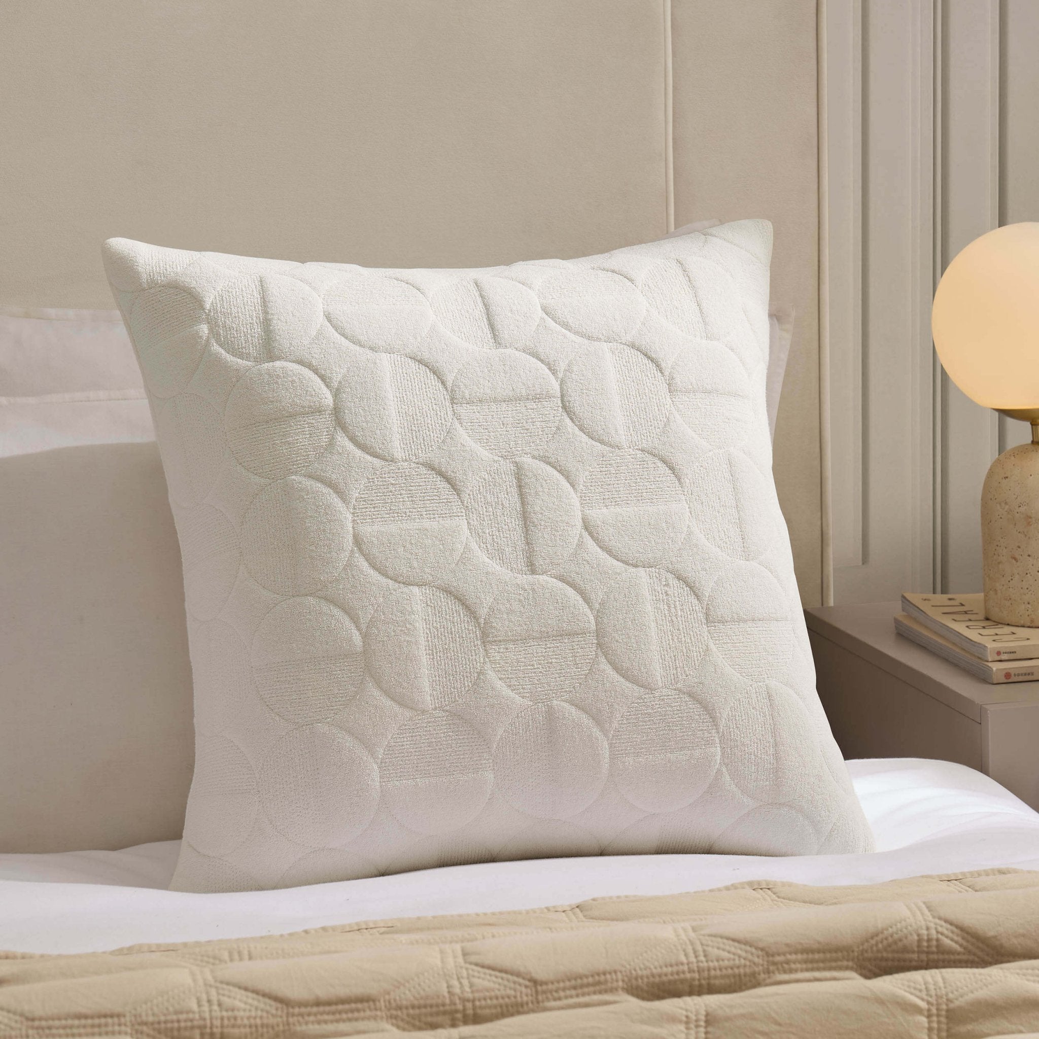 Dusklia - Geometric Embossed Cushion Cover - White