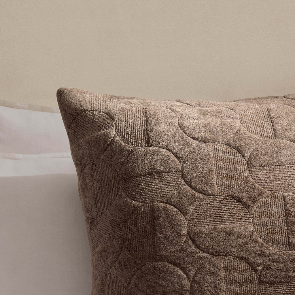 Dusklia - Geometric Embossed Sofa Cushion Cover - Taupe