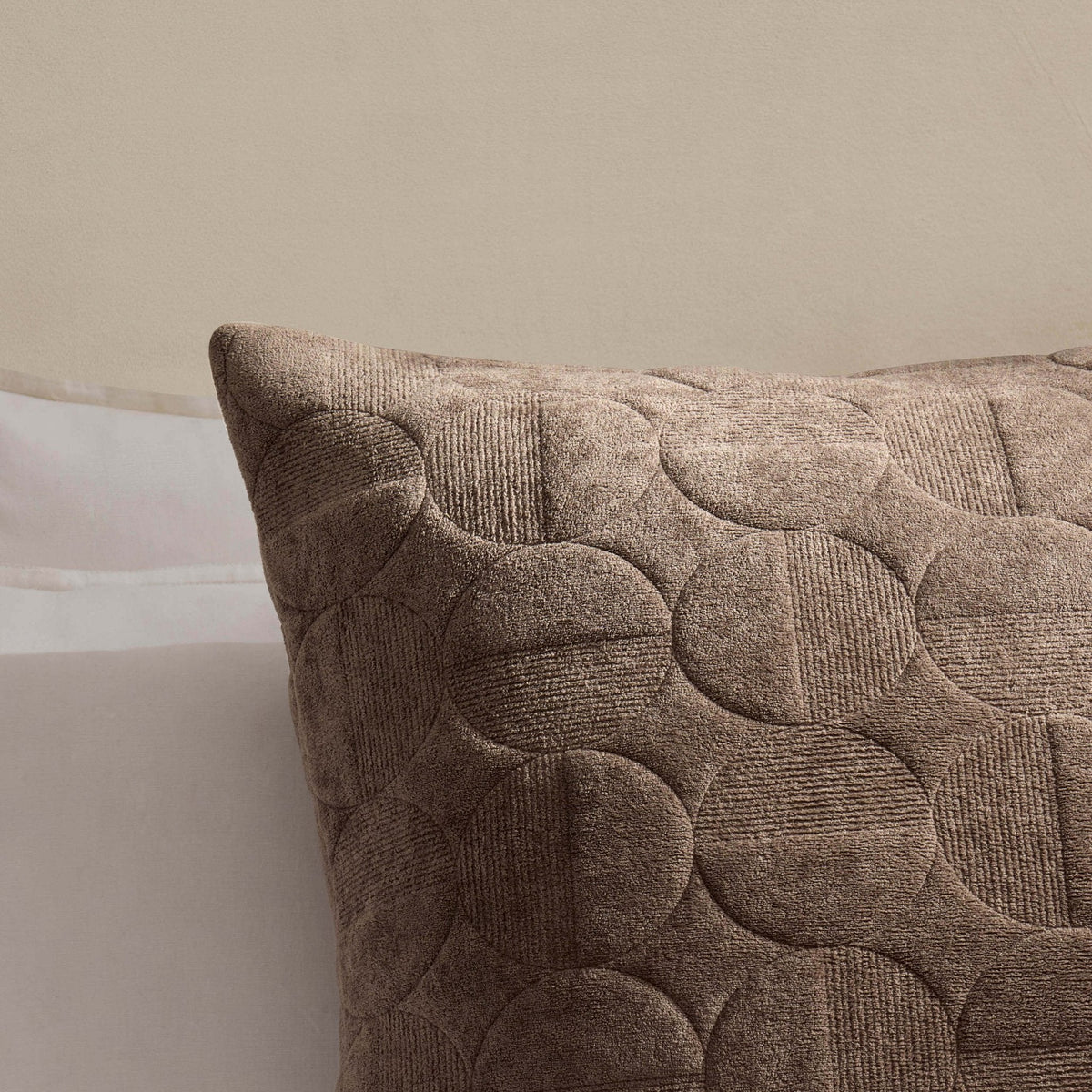 Dusklia - Geometric Embossed Sofa Cushion Cover - Taupe
