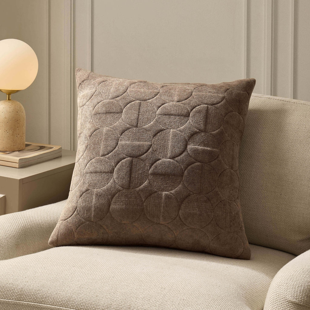 Dusklia - Geometric Embossed Sofa Cushion Cover - Taupe