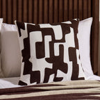 Dusklia - Geometric Embroidered Cushion Cover - Chocolate