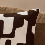 Dusklia - Geometric Embroidered Sofa Cushion Cover - Chocolate