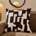 Dusklia - Geometric Embroidered Sofa Cushion Cover - Chocolate