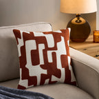 Dusklia - Geometric Embroidered Cushion Cover - Burnt Orange