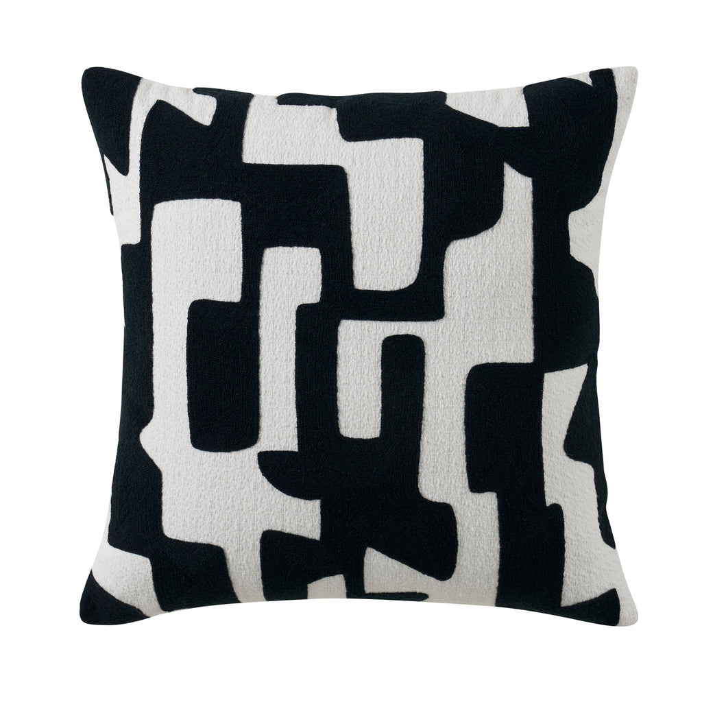 Dusklia - Geometric Embroidered Cushion Cover - Midnight