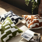 Dusklia - Geometric Embroidered Cushion Cover - Midnight