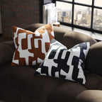 Dusklia - Geometric Embroidered Sofa Cushion Cover - Midnight