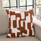 Dusklia - Geometric Embroidered Sofa Cushion Cover - Burnt Orange