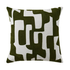 Dusklia - Geometric Embroidered Sofa Cushion Cover - Dark Green