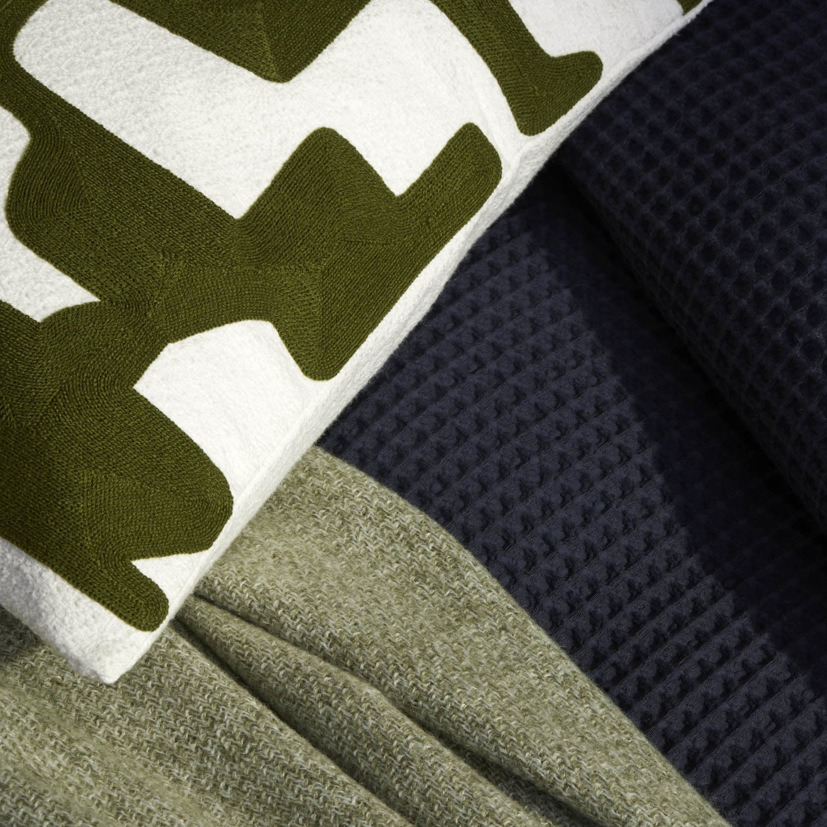 Dusklia - Geometric Embroidered Sofa Cushion Cover - Dark Green