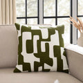 Dusklia - Geometric Embroidered Sofa Cushion Cover - Dark Green