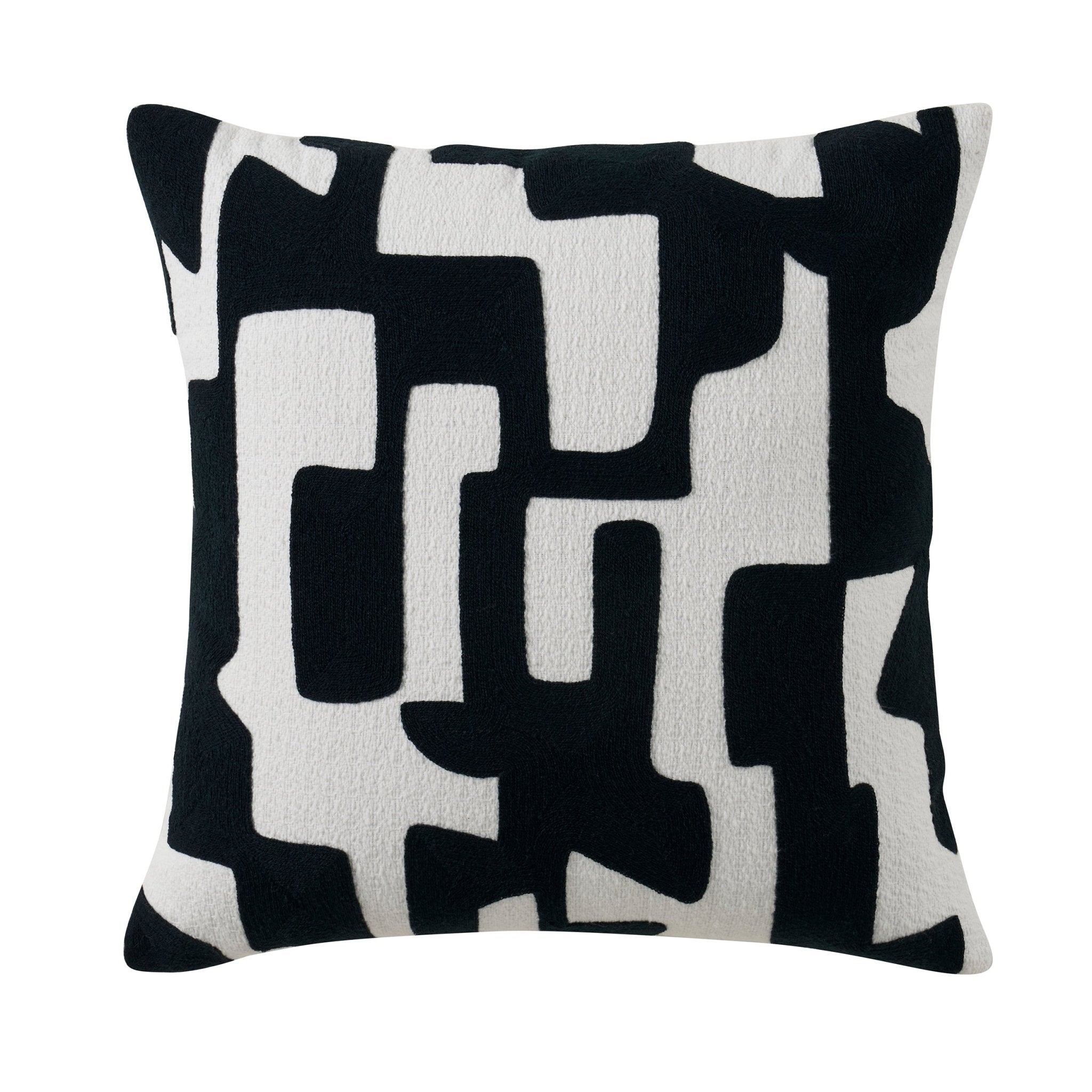 Dusklia - Geometric Embroidered Sofa Cushion Cover - Midnight