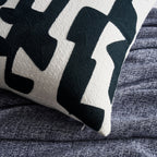 Dusklia - Geometric Embroidered Sofa Cushion Cover - Midnight