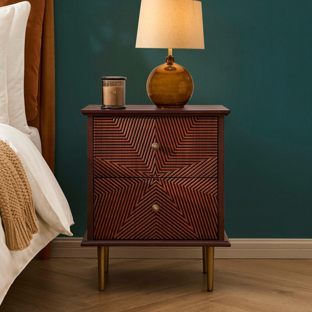 Dusklia - Georgie 2 Drawer Bedside Table - Mahogany