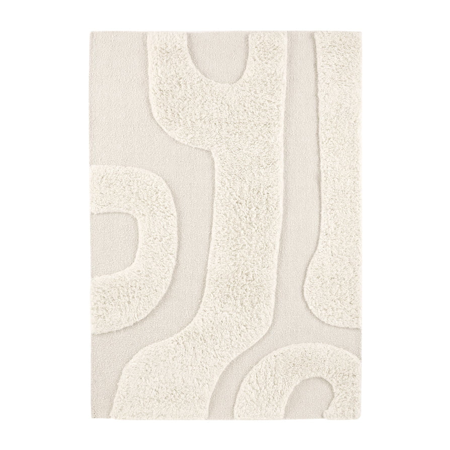 Dusklia - Gillain Hand Woven Tuft Wool Swirl Rug - Off White