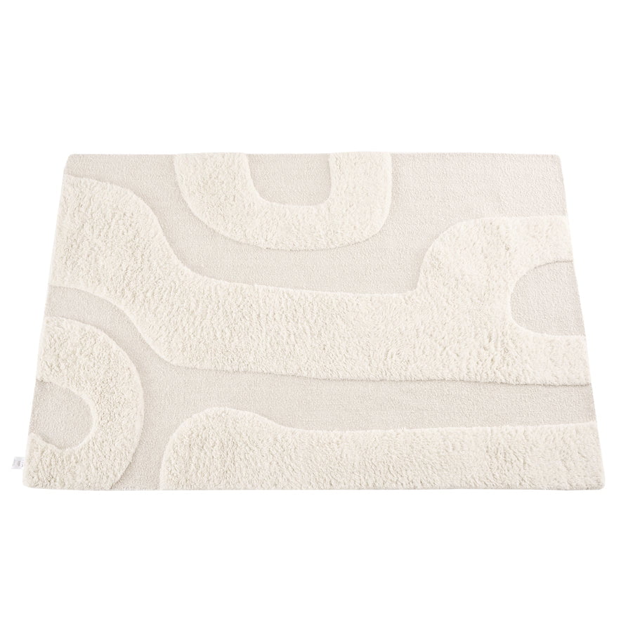Dusklia - Gillain Hand Woven Tuft Wool Swirl Rug - Off White
