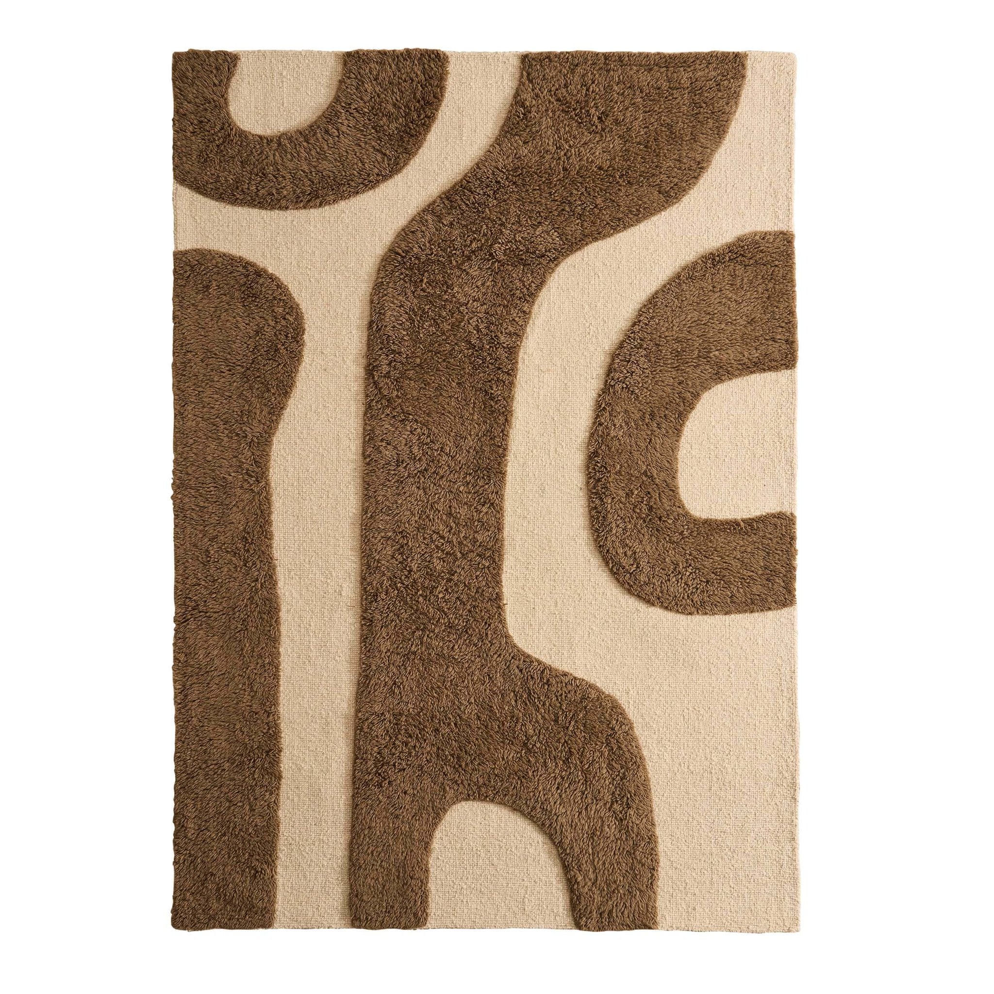 Dusklia - Gillain Hand Woven Tuft Wool Swirl Rug - Taupe