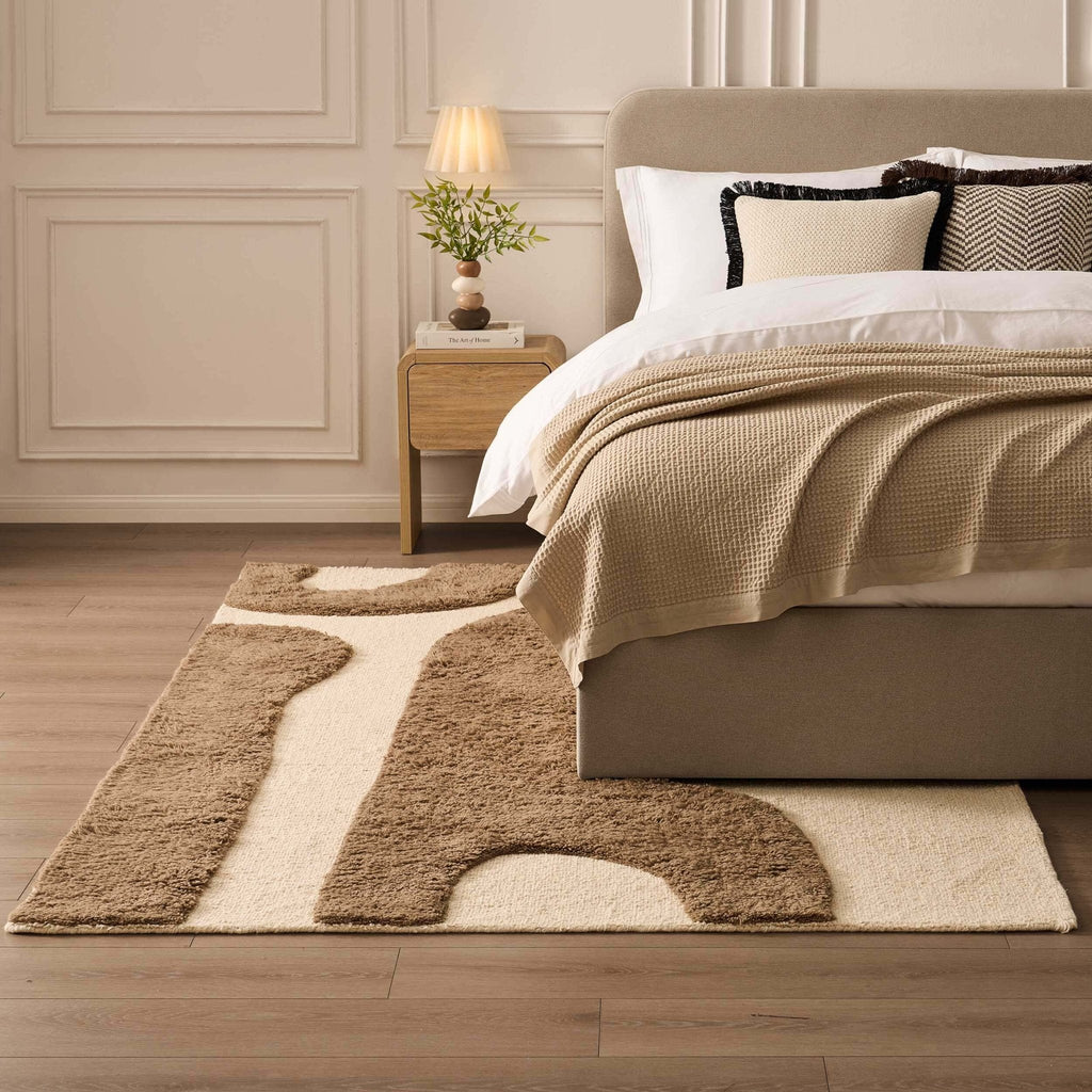Dusklia - Gillain Hand Woven Tuft Wool Swirl Rug - Taupe