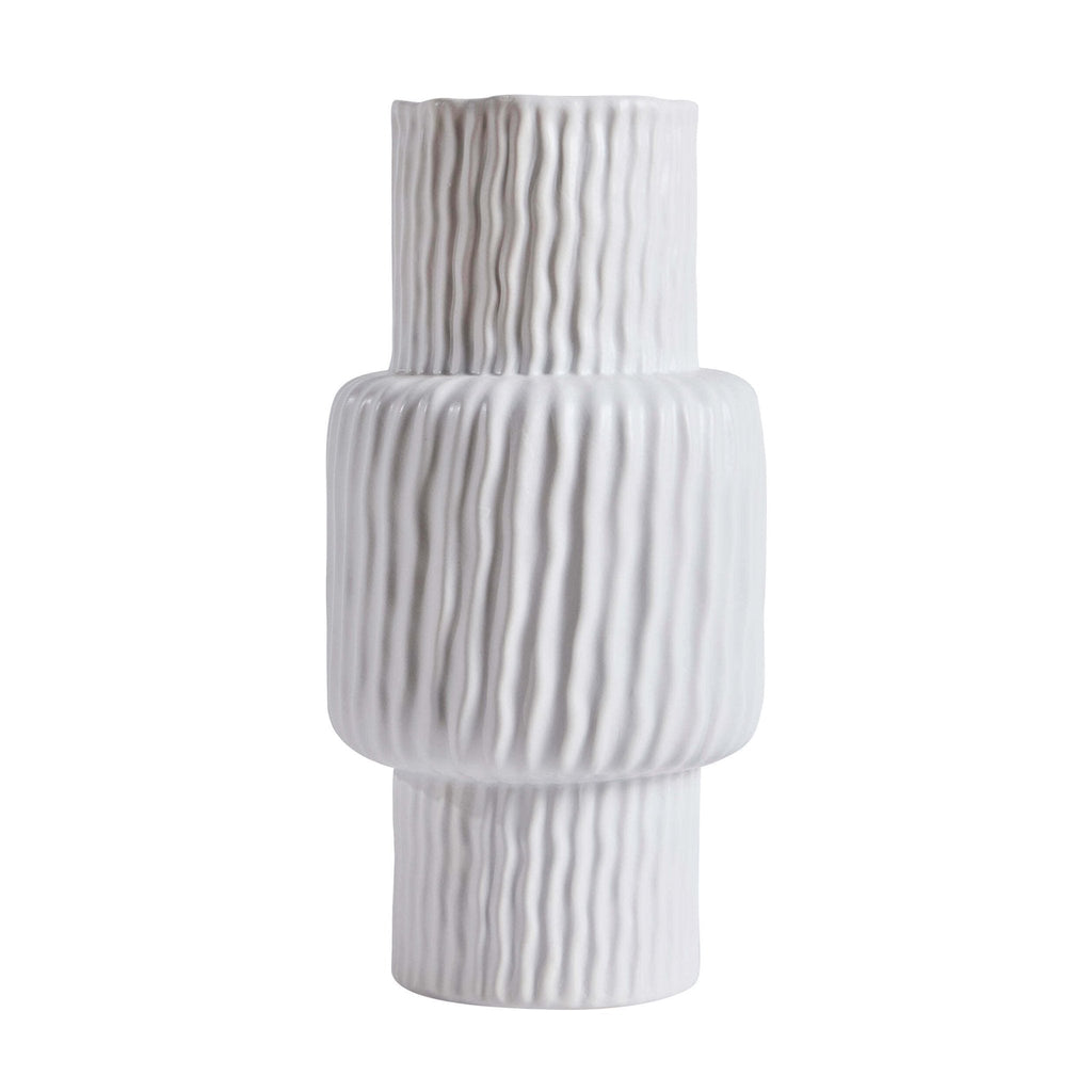 Dusklia - Gina Asymmetric Ribbed Vase - White