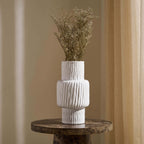 Dusklia - Gina Asymmetric Ribbed Vase - White