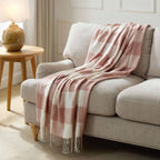Dusklia - Gingham Sofa Throw - Cinder Rose