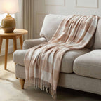 Dusklia - Gingham Sofa Throw - Tan