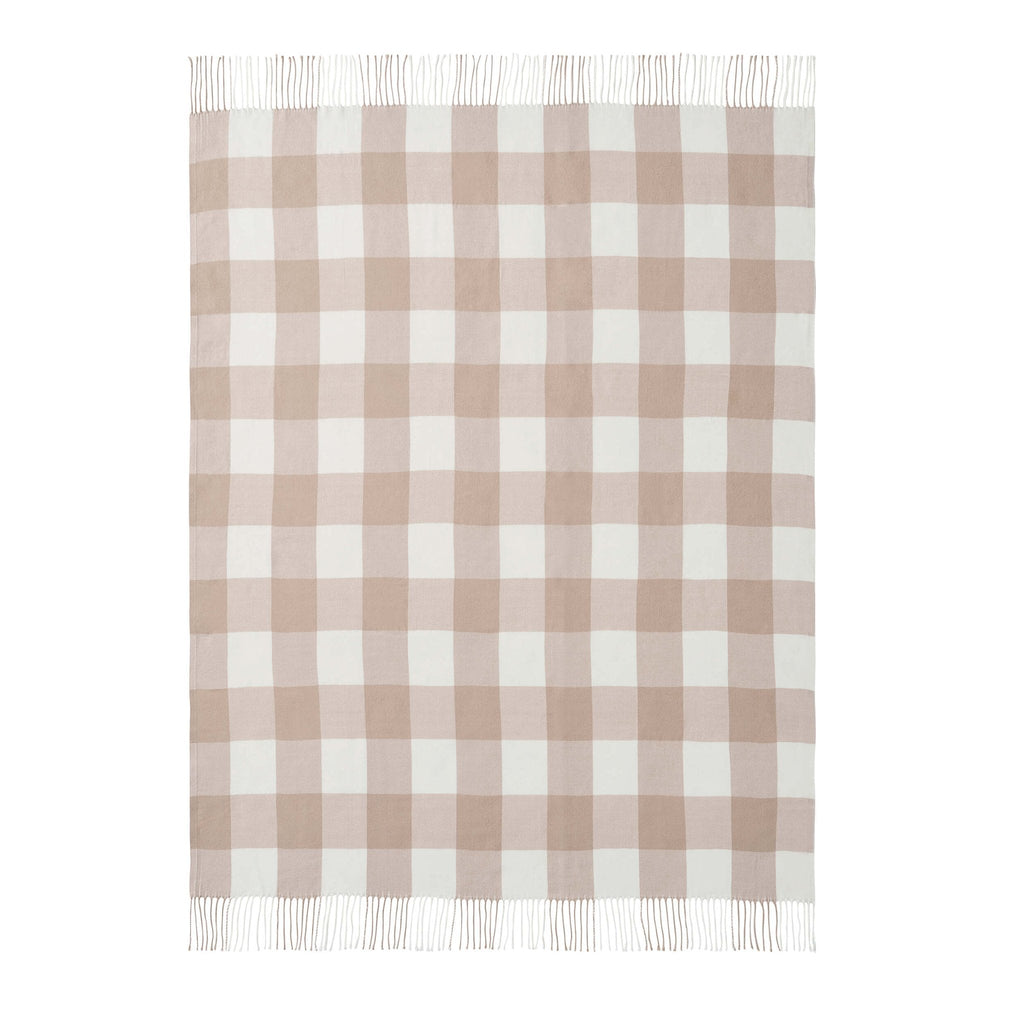 Dusklia - Gingham Sofa Throw - Tan