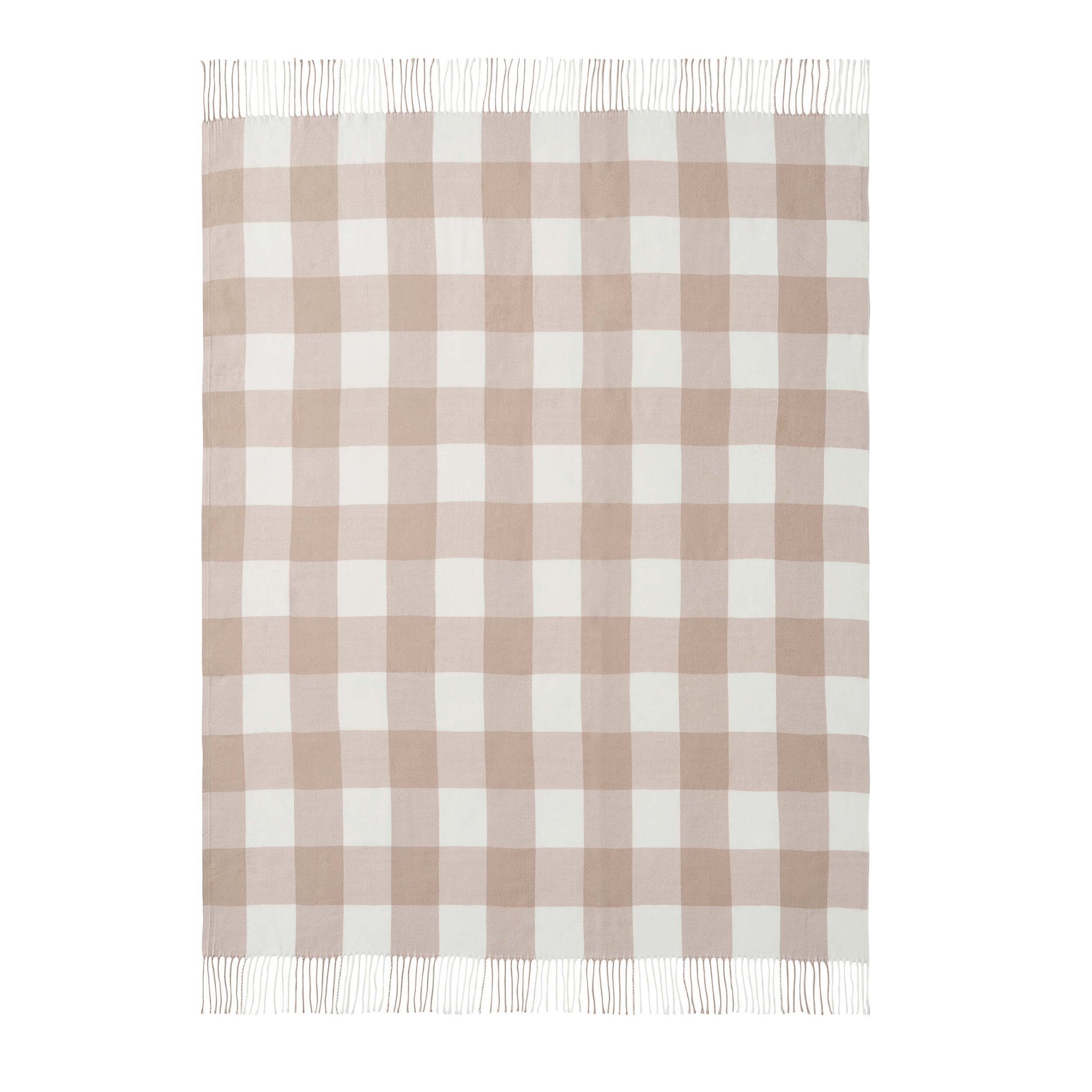 Dusklia - Gingham Sofa Throw - Tan