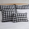 Dusklia - Gingham Square Frill Edge Cushion Cover - Black