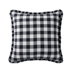 Dusklia - Gingham Square Frill Edge Cushion Cover - Black