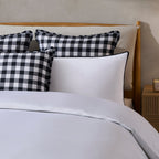 Dusklia - Gingham Square Frill Edge Cushion Cover - Black