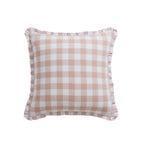 Dusklia - Gingham Square Frill Edge Cushion Cover - Blush Pink