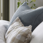 Dusklia - Gingham Square Frill Edge Cushion Cover - Natural