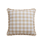 Dusklia - Gingham Square Frill Edge Cushion Cover - Natural