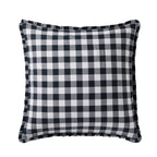 Dusklia - Gingham Square Frill Edge Sofa Cushion Cover - Black