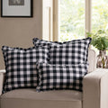 Dusklia - Gingham Square Frill Edge Sofa Cushion Cover - Black