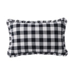 Dusklia - Gingham Square Frill Edge Sofa Cushion Cover - Black
