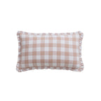 Dusklia - Gingham Square Frill Edge Sofa Cushion Cover - Blush Pink