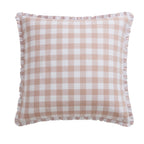 Dusklia - Gingham Square Frill Edge Sofa Cushion Cover - Blush Pink