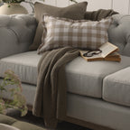 Dusklia - Gingham Square Frill Edge Sofa Cushion Cover - Natural
