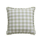 Dusklia - Gingham Square Frill Edge Sofa Cushion Cover - Sage