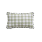 Dusklia - Gingham Square Frill Edge Sofa Cushion Cover - Sage
