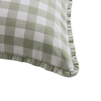 Dusklia - Gingham Square Frill Edge Sofa Cushion Cover - Sage