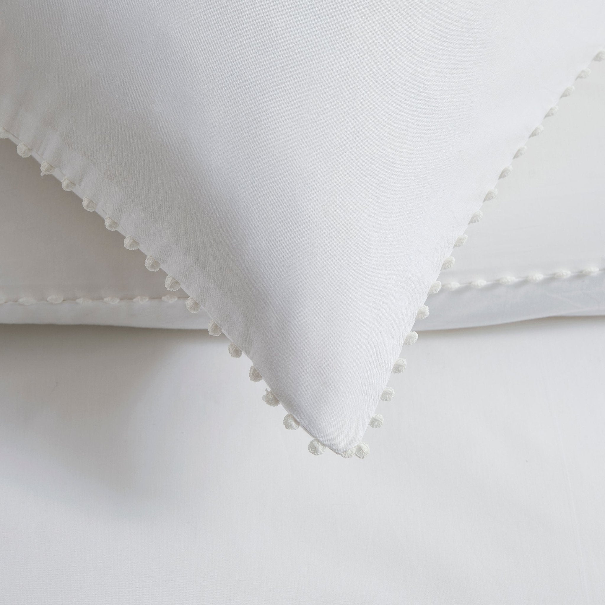 Dusklia - Girona 200 Thread Count Pom-Pom Duvet Cover - Cotton - White