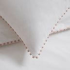 Dusklia - Pair of Girona Pom-Pom Pillowcases - 200 Thread Count - Cotton - White/Pink