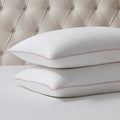 Dusklia - Pair of Girona Pom-Pom Pillowcases - 200 Thread Count - Cotton - White/Pink