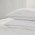 Dusklia - Girona 200 Thread Count Pom-Pom Duvet Cover - Cotton - White/Natural