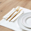 Dusklia - Girona Set of 4 Pom Pom Napkins - White