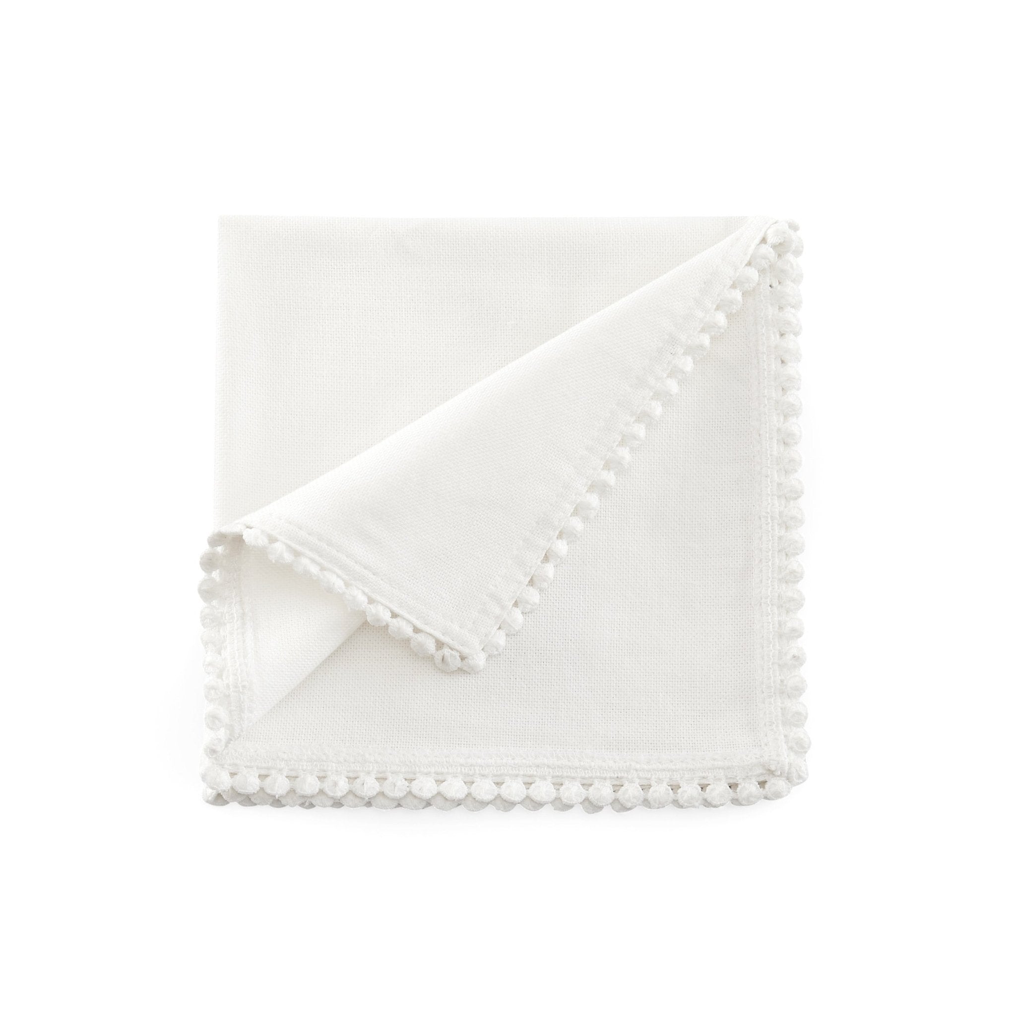 Dusklia - Girona Set of 4 Pom Pom Napkins - White