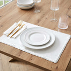 Dusklia - Girona Set of 4 Pom Pom Placemats - White